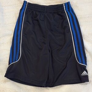 Adidas Black Shorts with Blue Stripes